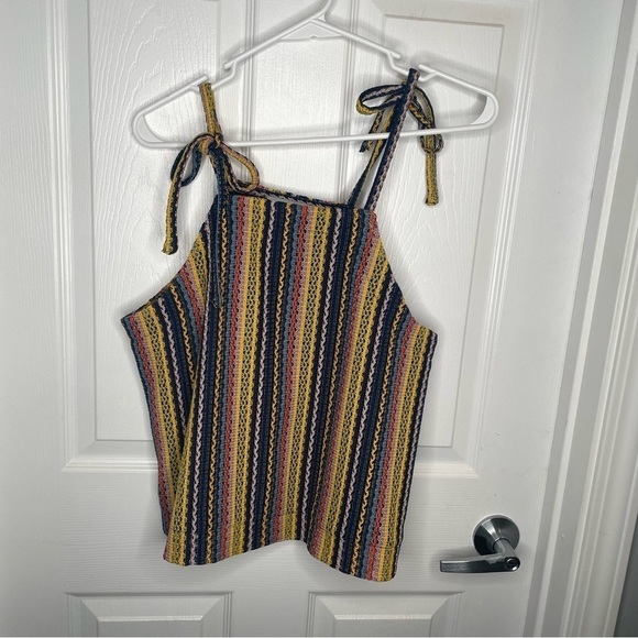 Madewell Texture & Thread Tie-Shoulder Tank Top in Rainbow Crochet Stripes 90s M - Picture 4 of 12